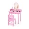 Kids Pink Vanity Table and Chair Set with LED Lighted Mirror Storage Drawer and Detachable Mirror for 3-8 Years Old